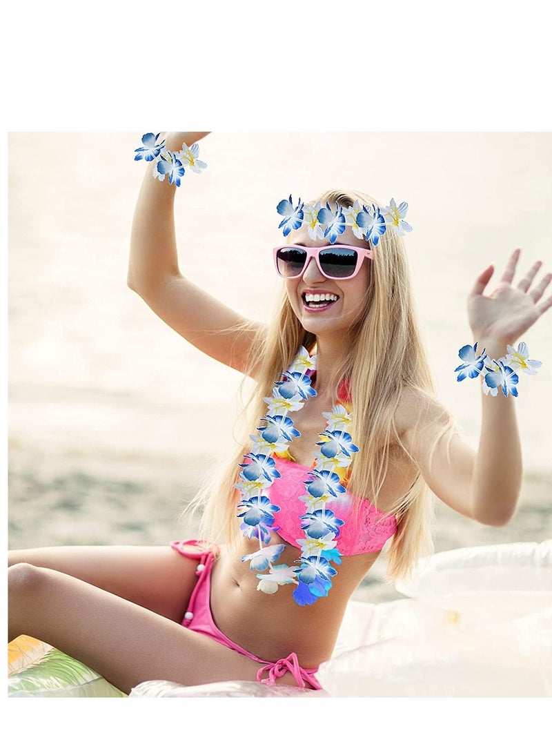SYOSI Hawaiian Lei Garlands, Flower Tropical Party Supplies Necklace Headbands, and Wristbands Colorful for Decorations Beach Vacation Luau Birthday Favors 4 Set  - Image 4