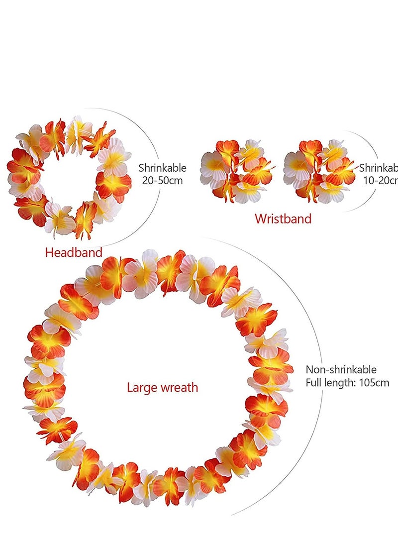 SYOSI Hawaiian Lei Garlands, Flower Tropical Party Supplies Necklace Headbands, and Wristbands Colorful for Decorations Beach Vacation Luau Birthday Favors 4 Set  - Image 5