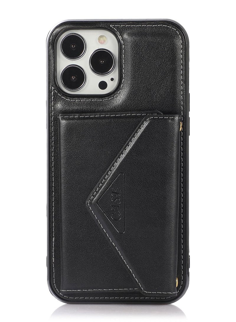 Suteni Back Cover Leather Hidden Card Slots Phone Case for iPhone - Image 1