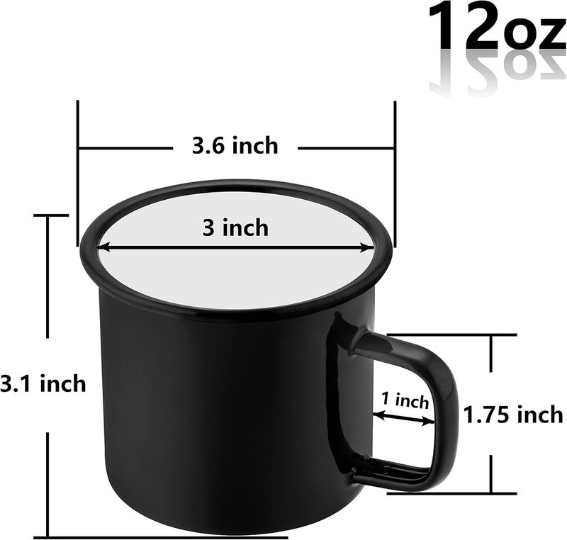 TeamFar TeamFar Enamel Mug Set of 4 Coffee Mug 12 oz Black Enamel Camping Mugs Vintage Mug Drinking Tea Cups for Outdoors and Indoors Non Toxic  Portable Easy Clean - Image 2