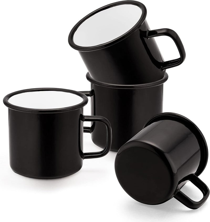 TeamFar TeamFar Enamel Mug Set of 4 Coffee Mug 12 oz Black Enamel Camping Mugs Vintage Mug Drinking Tea Cups for Outdoors and Indoors Non Toxic  Portable Easy Clean - Image 1
