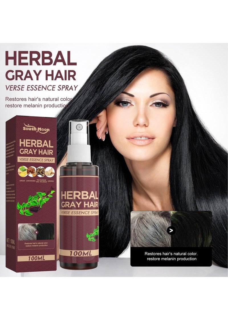 SOUTH MOON 100ml Herbal Hair Repair Spray，Polygonum Multiflorum And Ginger Black Hair Liquid, Herbal Extracts Nourish And Repair Gray Hair - Image 1