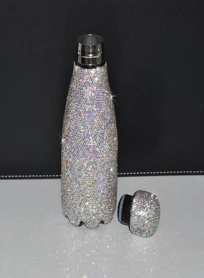 TISHAA Bling Dazzling Refillable Reusable Stainless Steel Travel Portable Rhinestone Water Bottle (350 mL, White) - Image 5