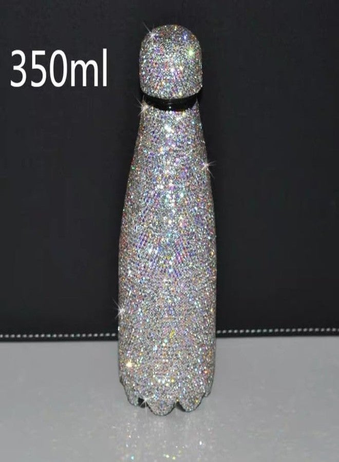 TISHAA Bling Dazzling Refillable Reusable Stainless Steel Travel Portable Rhinestone Water Bottle (350 mL, White) - Image 4