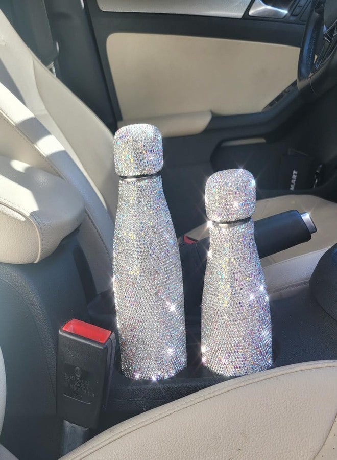 TISHAA Bling Dazzling Refillable Reusable Stainless Steel Travel Portable Rhinestone Water Bottle (350 mL, White) - Image 3