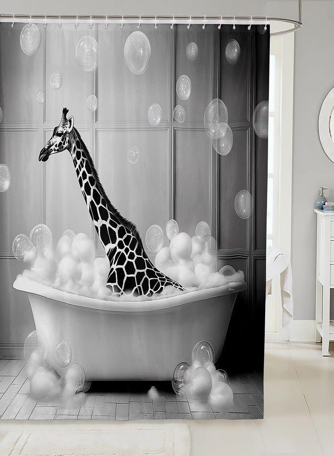 Feelyou Giraffe Bath Curtain 72"x78" Kids Animal Shower Curtain for Bathroom Decor for Boys Girls Teens Gray Bathroom Accessories - Image 1