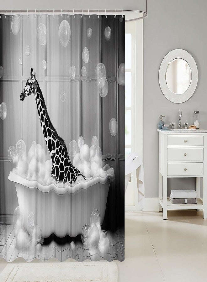 Feelyou Giraffe Bath Curtain 72"x78" Kids Animal Shower Curtain for Bathroom Decor for Boys Girls Teens Gray Bathroom Accessories - Image 2