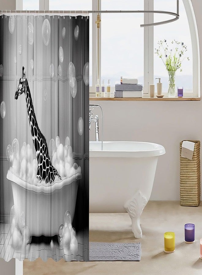 Feelyou Giraffe Bath Curtain 72"x78" Kids Animal Shower Curtain for Bathroom Decor for Boys Girls Teens Gray Bathroom Accessories - Image 3