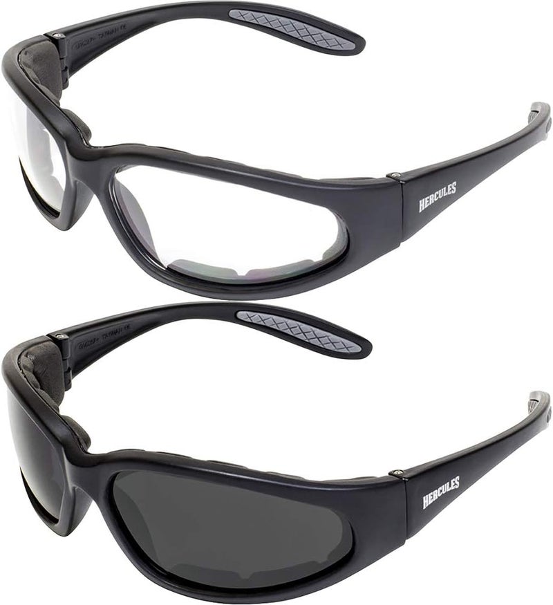 Global Vision Hercules Plus Safety Sunglasses - 2 Pairs with Clear and Smoke Lenses - Image 1