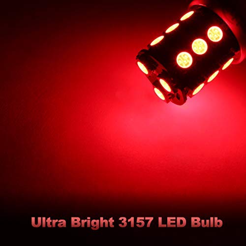 Yorkim 3157 LED Light Bulbs Red Super Bright, 3056 3156 3156A 3057 4057 3157 4157 T25 LED Bulbs for Brake Lights, Backup Reverse Lights, Reverse Tail Lights - Pack of 4 - Image 4