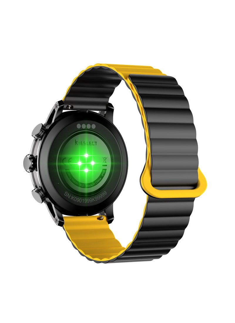 KIESLECT - Smart Calling Watch Kr2 ,1.43" FHD AMOLED Screen with AOD,24/7 Blood Oxygen SpO2 Heart Rate Monitor,100 Sports Modes,IP68 Waterproof,Compatible with Android iOS, Black - Image 1