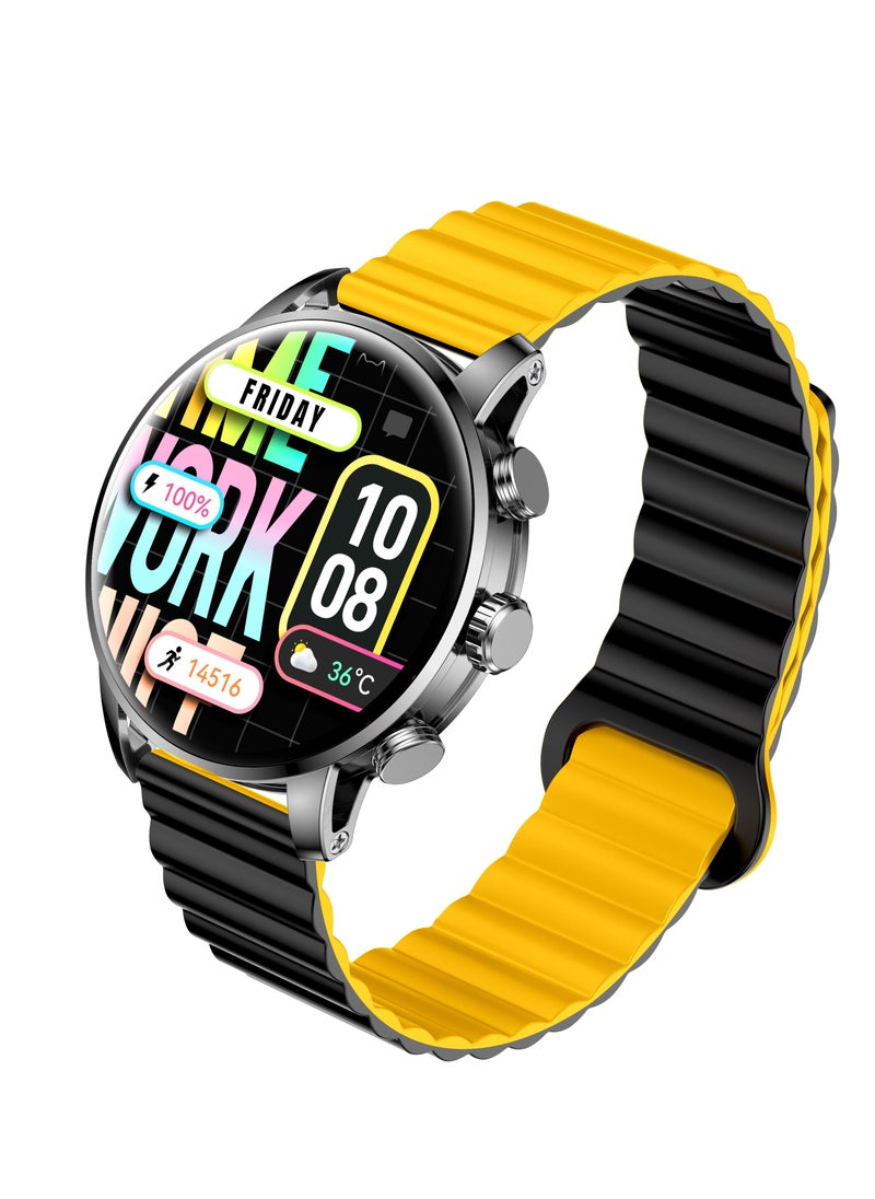 KIESLECT - Smart Calling Watch Kr2 ,1.43" FHD AMOLED Screen with AOD,24/7 Blood Oxygen SpO2 Heart Rate Monitor,100 Sports Modes,IP68 Waterproof,Compatible with Android iOS, Black - Image 1