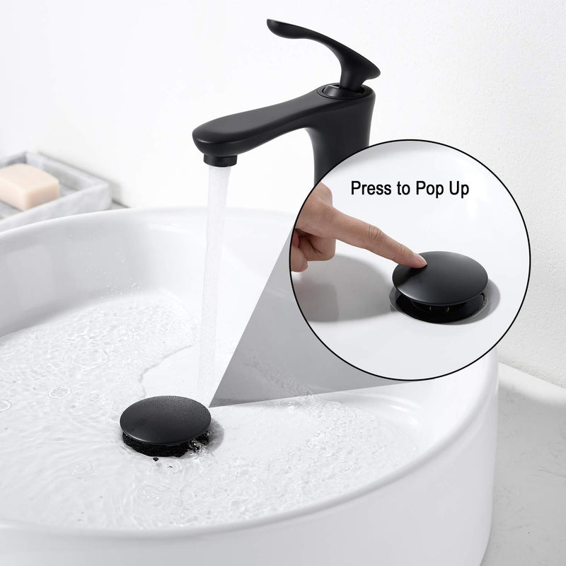 GORDEE Bathroom Sink Stopper P-Trap Complete Set Adjustable 1-1/4 Bottle Trap Solid Brass Sink Drain Kit Tube and Pop Up Drain Stopper Set Without Overflow, Matte Black - Image 4