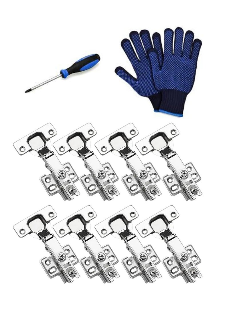 عباسلي 8 قطع مفصلات أبواب للمطبخ والحمام وأبواب أثاث الخزانة، إغلاق ناعم، مفصلات خزانة كاملة التراكب، قابلة للإزالة والتعديل مع براغي ومفك براغي وقفاز - Image 1