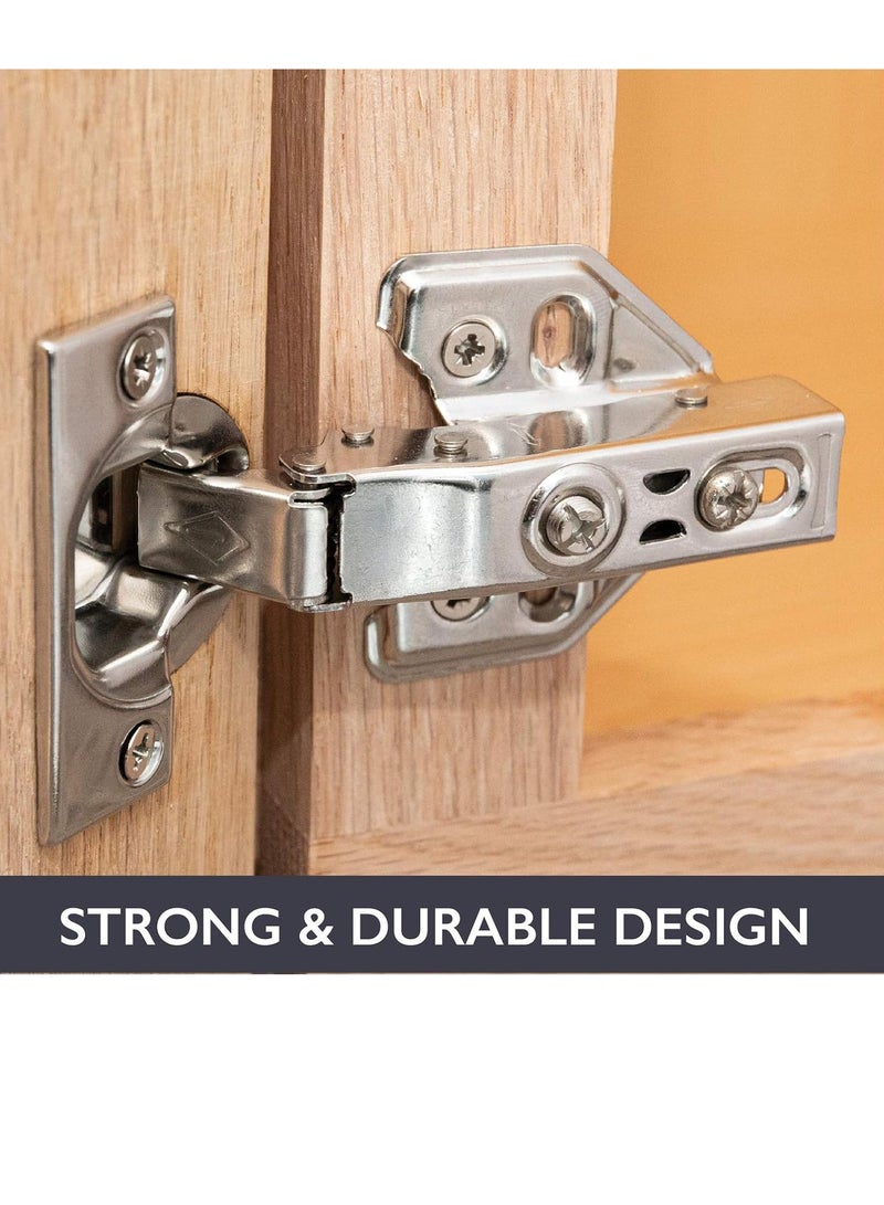 عباسلي 8 قطع مفصلات أبواب للمطبخ والحمام وأبواب أثاث الخزانة، إغلاق ناعم، مفصلات خزانة كاملة التراكب، قابلة للإزالة والتعديل مع براغي ومفك براغي وقفاز - Image 2