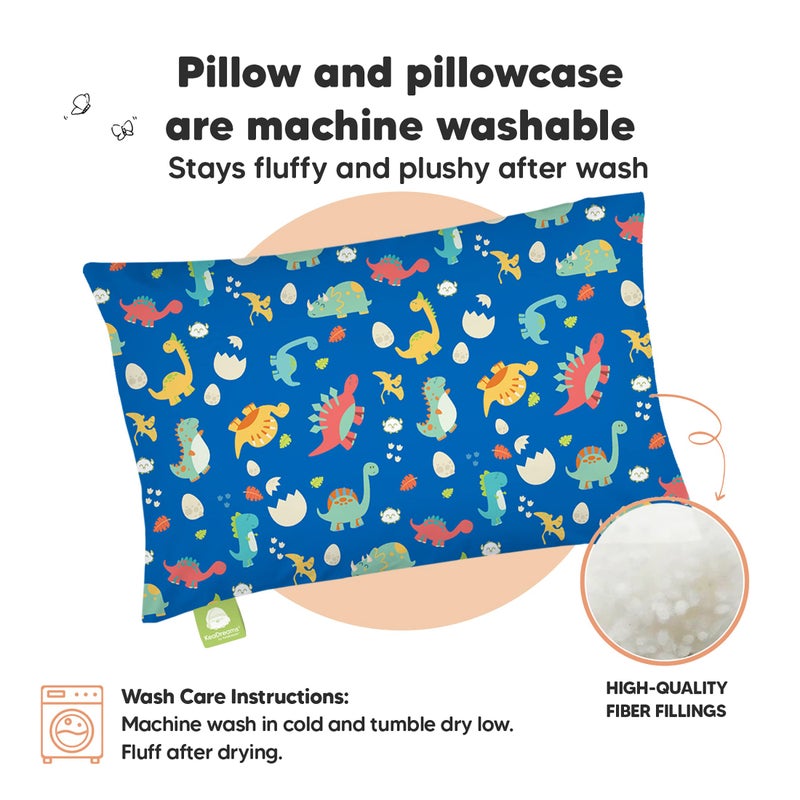 KeaBabies Toddler Pillow with Pillowcase - 13x18 My Little Dreamy Kids Travel Bed Pillows for Sleeping, Organic Cotton Small Pillowcase, Soft & Breathable, Machine Washable, Toddlers 2-5 years old (DinoWorld) - Image 4