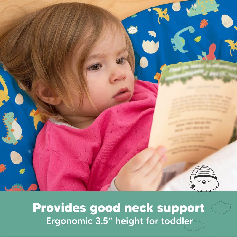 KeaBabies Toddler Pillow with Pillowcase - 13x18 My Little Dreamy Kids Travel Bed Pillows for Sleeping, Organic Cotton Small Pillowcase, Soft & Breathable, Machine Washable, Toddlers 2-5 years old (DinoWorld) - Image 5