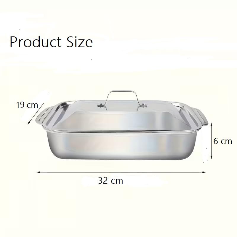 Touchcart 2PCS Stainless Steel Serving Tray with Lid 32×19×6 CM Heavy-Duty Deep Buffet, Roasting, Baking, Steam Table & Meal Prep Pan Set for Home, Catering, Restaurant Rustproof, Oven Dishwasher Safe - Image 3
