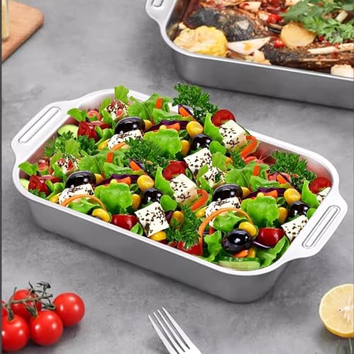 Touchcart 2PCS Stainless Steel Serving Tray with Lid 32×19×6 CM Heavy-Duty Deep Buffet, Roasting, Baking, Steam Table & Meal Prep Pan Set for Home, Catering, Restaurant Rustproof, Oven Dishwasher Safe - Image 4