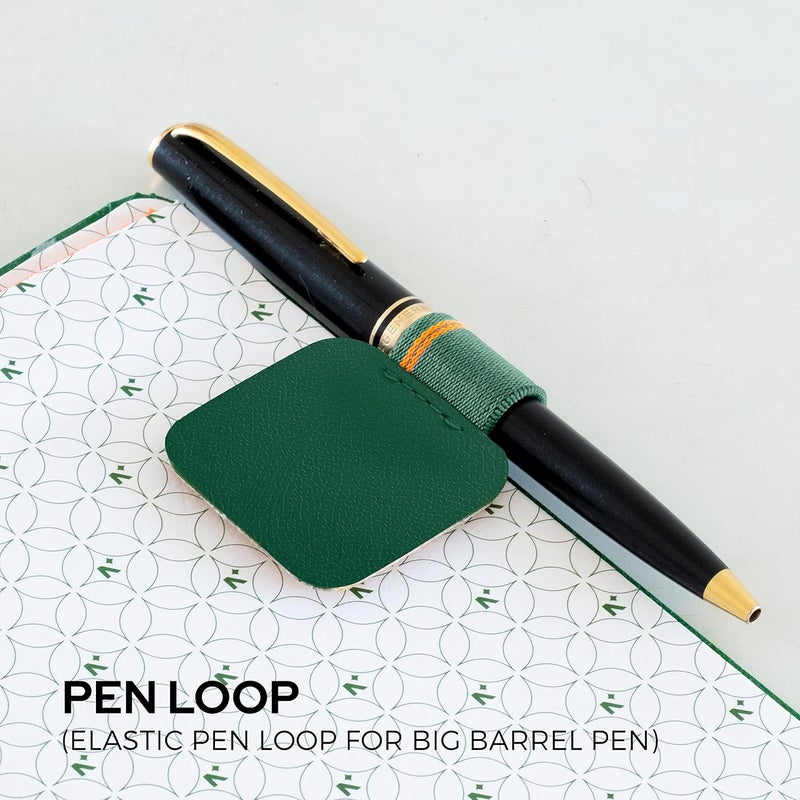 NEORAH — Pen Loop for diaries, planners , journals, notebooks, sketchbook | Pack of 2 | Self adhesive pen loop holder | Peel & Stick | Elastic Loop for pen even for big barrels | Durable vegan leatherette - Size (5.5 cm x 4 cm ) – Dark Green - Image 3