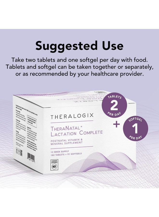 Theralogix TheraNatal Lactation Complete Postnatal Vitamin Supplement - 13-Week Supply - Breastfeeding Supplement for Women - NSF Certified - 182 Tablets & 91 Softgels - Image 4
