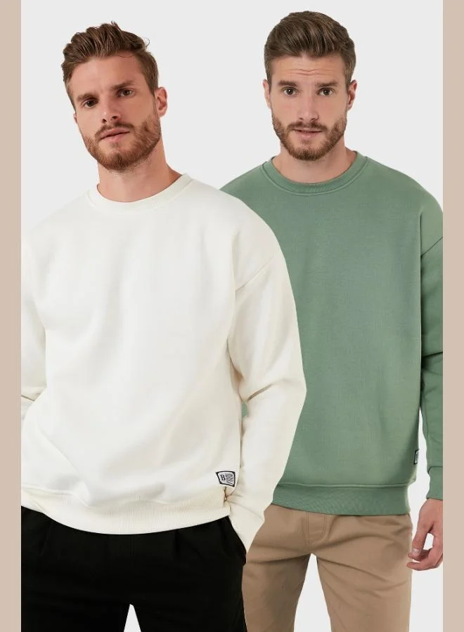 Buratti Regular Fit Crew Neck Fleece Lined 2-Pack Men's Sweatshirt 5905255S2