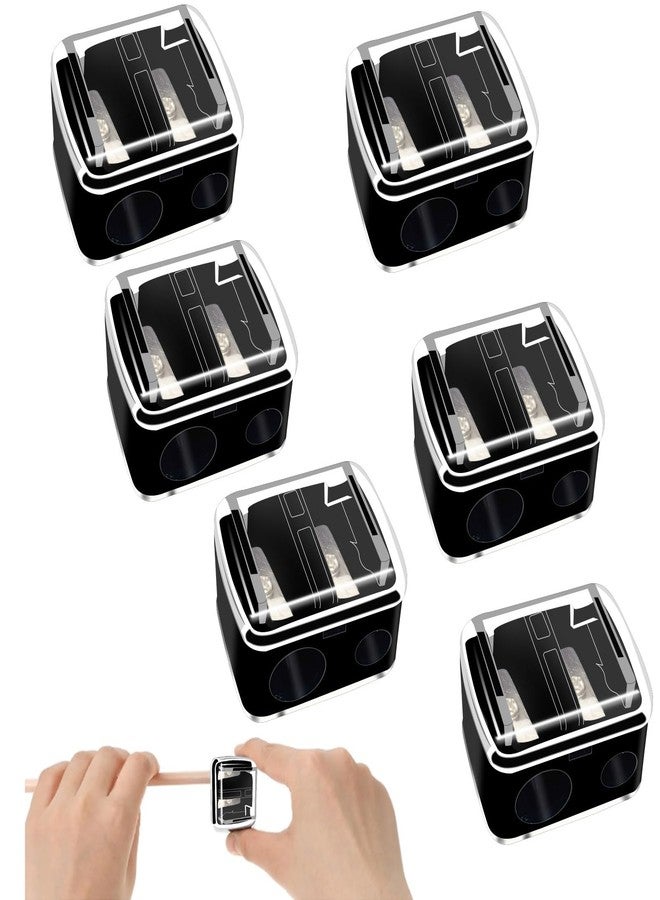 Bilkeru 6 Pcs Plastic Makeup Pencil Sharpener, Hand Eyeliner Lip Liner Pencil Sharpener, Dual Hole Sharpener Cosmetic Manual Tools for Lip Liner, Eyebrow Pencil, Eyeliner (Black) - Image 1