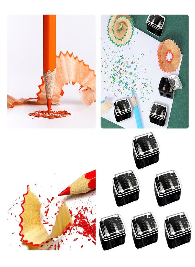 Bilkeru 6 Pcs Plastic Makeup Pencil Sharpener, Hand Eyeliner Lip Liner Pencil Sharpener, Dual Hole Sharpener Cosmetic Manual Tools for Lip Liner, Eyebrow Pencil, Eyeliner (Black) - Image 4
