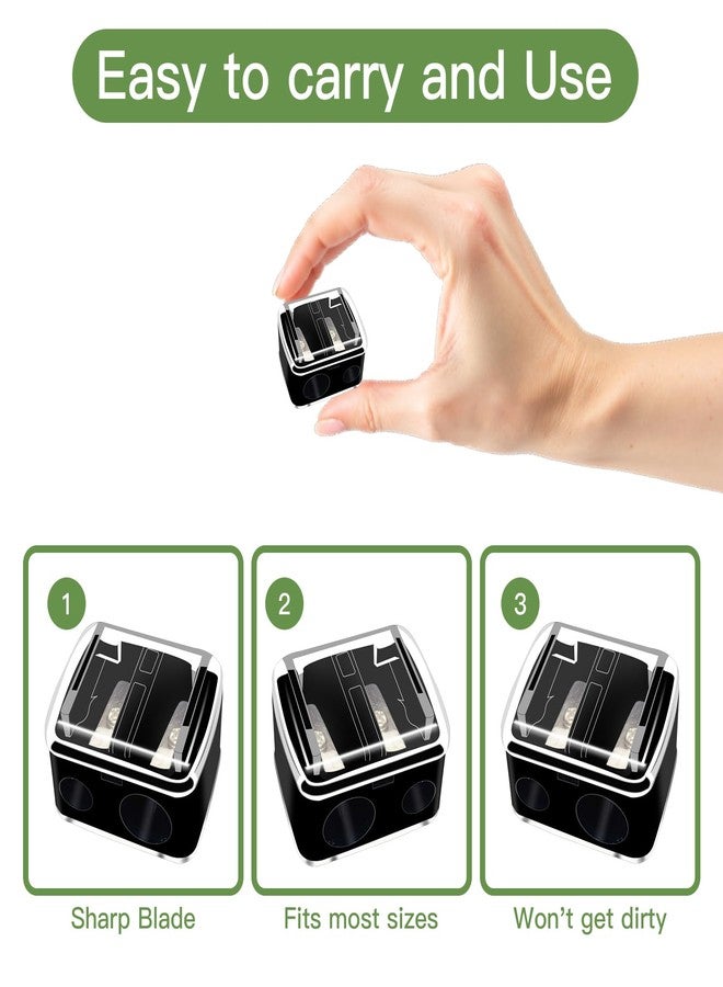 Bilkeru 6 Pcs Plastic Makeup Pencil Sharpener, Hand Eyeliner Lip Liner Pencil Sharpener, Dual Hole Sharpener Cosmetic Manual Tools for Lip Liner, Eyebrow Pencil, Eyeliner (Black) - Image 3