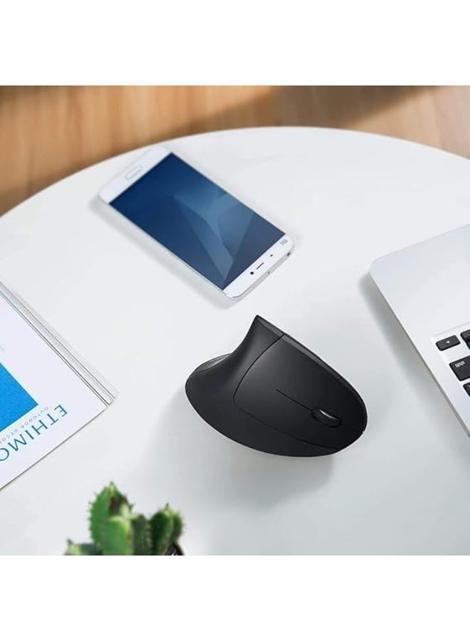 2.4G Wireless Vertical Ergonomic Optical Mouse – USB Rechargeable, 800/1200/1600 DPI, 5 Buttons for Windows & Mac OS (Black) - Image 2