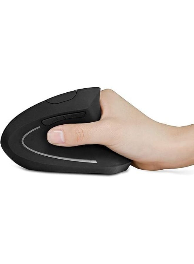 2.4G Wireless Vertical Ergonomic Optical Mouse – USB Rechargeable, 800/1200/1600 DPI, 5 Buttons for Windows & Mac OS (Black) - Image 1