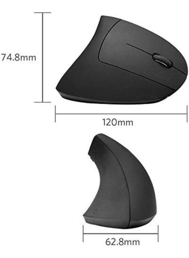 2.4G Wireless Vertical Ergonomic Optical Mouse – USB Rechargeable, 800/1200/1600 DPI, 5 Buttons for Windows & Mac OS (Black) - Image 5