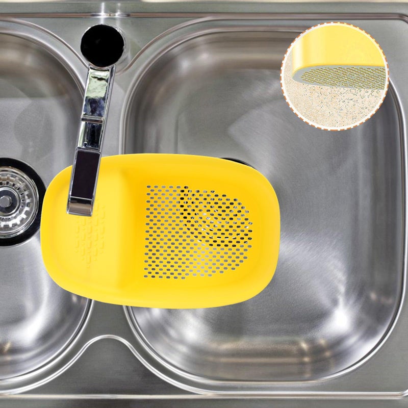 Yellow Plastic Kitchen Sink Drain Strainer Basket And Hanging Vegetable Colander For Dry Wet Separation - Image 5