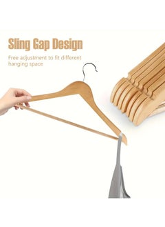 KITCHENOO Strong and long-lasting wooden hangers with 360-degree rotating hooks, clear non-slip strips, and shoulder cutout design for hanging sundresses, coats, jackets, and suits (12 pieces)  - Image 3