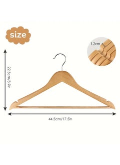KITCHENOO Strong and long-lasting wooden hangers with 360-degree rotating hooks, clear non-slip strips, and shoulder cutout design for hanging sundresses, coats, jackets, and suits (12 pieces)  - Image 4