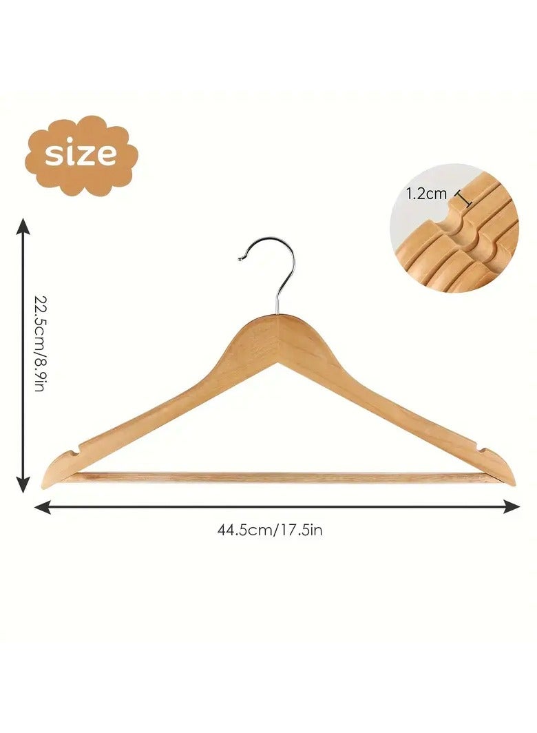KITCHENOO Strong and long-lasting wooden hangers with 360-degree rotating hooks, clear non-slip strips, and shoulder cutout design for hanging sundresses, coats, jackets, and suits (12 pieces) - Image 4