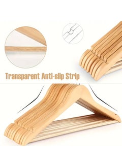 KITCHENOO Strong and long-lasting wooden hangers with 360-degree rotating hooks, clear non-slip strips, and shoulder cutout design for hanging sundresses, coats, jackets, and suits (12 pieces)  - Image 5