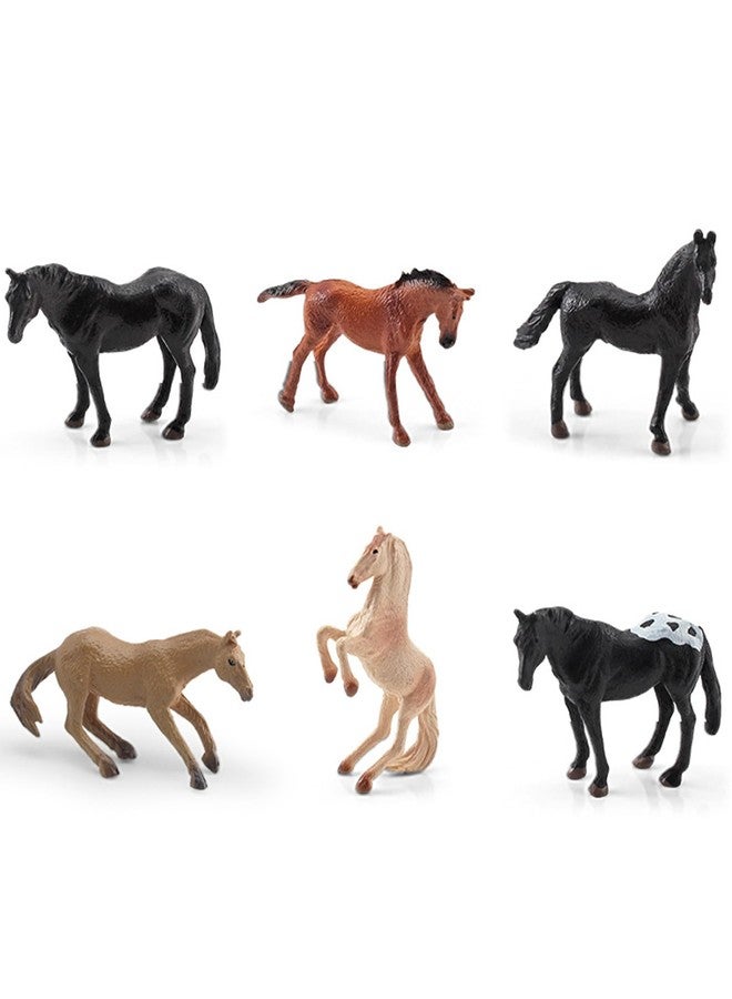 Vihaanta 6PCS Horse Figurine Horse, Animal Figurine, World Famous Horse Figurines Set, Black, Brown, White and Tan, Animal Figurine for Creative Play and Educational Purpose - Image 1