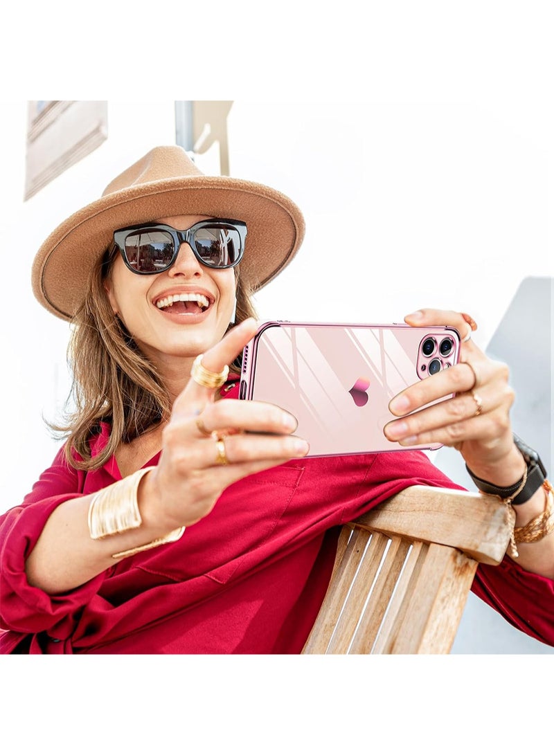 WRISTWISE Case Cover for iPhone 11 Pro Max: with Tempered Glass Screen Protector [2 Pcs]+ Full Camera Lens Protection,Love Heart Plating Girly Women Luxury Soft TPU Shockproof Case para i Phone 11 Pro Max, Pink - Image 5