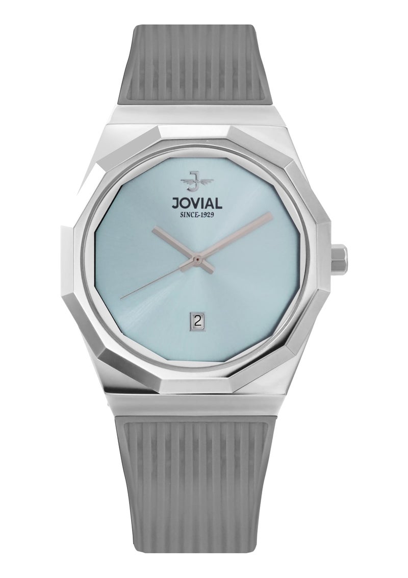 جوفيال ساعة جوفيال 5082GSRQ65E للرجال، مصنوعة من المطاط، بتصميم أنيق وخالد، ومينا أزرق، وحركة كوارتز، مقاس 41 مم - Image 1