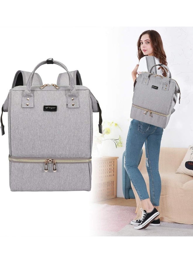 جوجوسو GOGOSO Breast Pump Bag - Lunch Bags Breastmilk Cooler Backpack Breastfeeding Mom Gray - Image 4