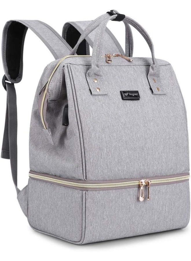 جوجوسو GOGOSO Breast Pump Bag - Lunch Bags Breastmilk Cooler Backpack Breastfeeding Mom Gray - Image 1