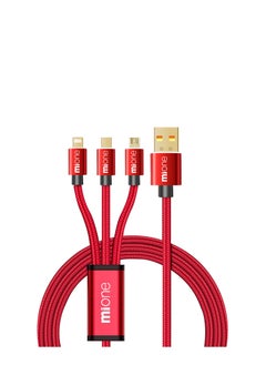 MiOne Multi-function fasts Charger 3-in-1 Charging cable, Fast charging cables, Compatible with Samsung/Huawei/Type C/Micro USB connector, suitable for ios devices, Android, Micro USB, Type C smart phones, support fast Quick charge, smart 3-port charging cable
