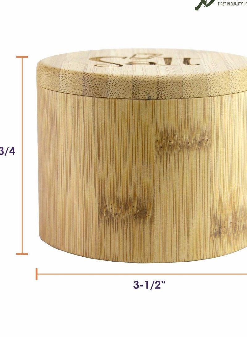 Y&D Totally Bamboo Salt Box, Storage Box with Magnetic Swivel Lid, Secure Durable & Organization for Seasonings, Round Container to Pepper Spice Bath Sea  - Image 5