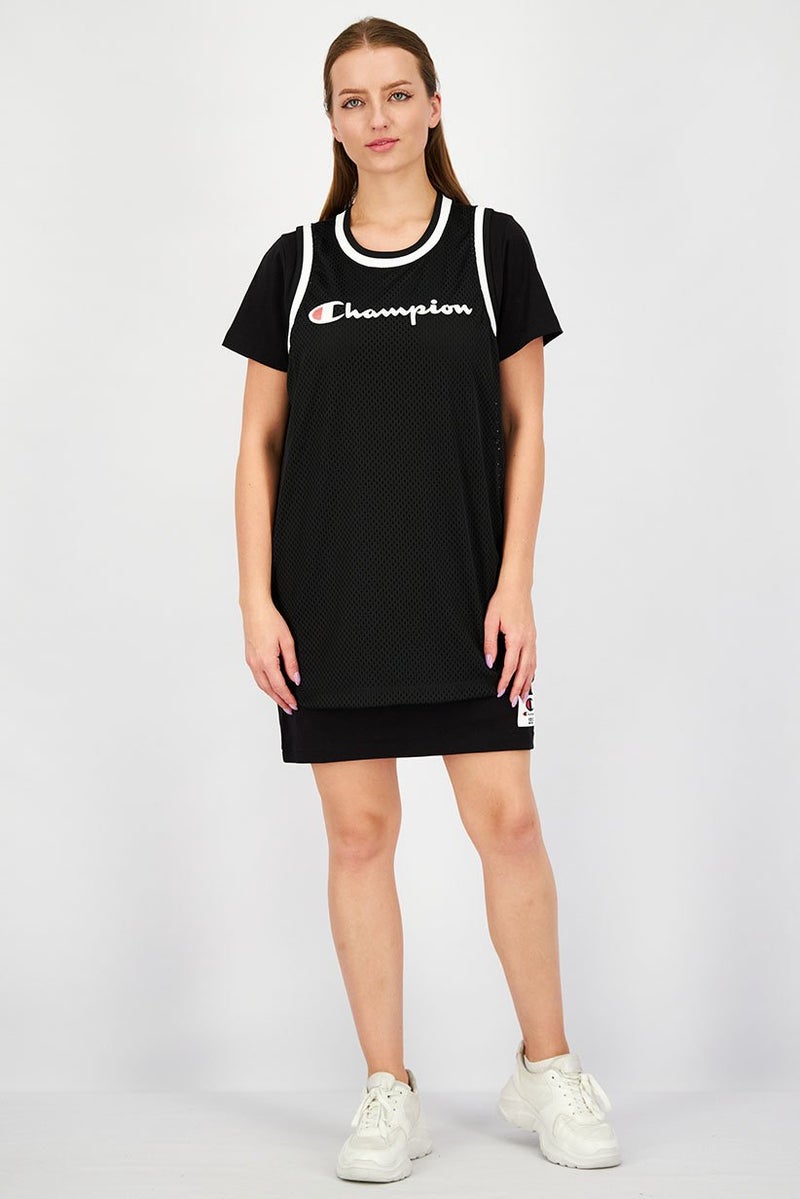 Champion Women Sportswear Fit Short Sleeves Training Shirt Dress, Black - Image 2