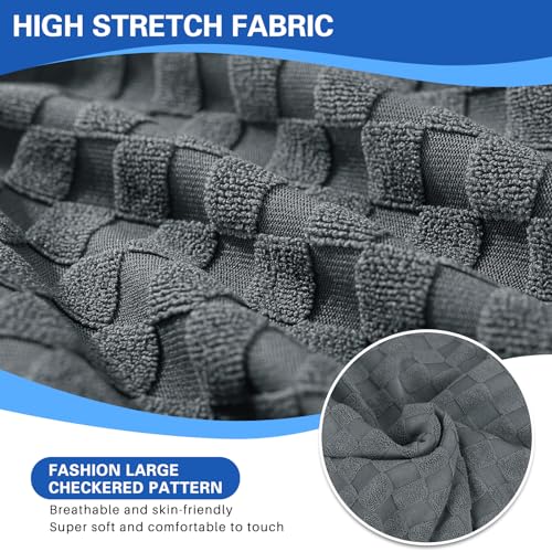 MAXIJIN Recliner Cover Slipcovers for Living Room 4 Pieces Stretch Jacquard Recliner Chair Cover Soft Fitted Recliner Protector with Elastic Bottom for Kids, Pets (Recliner, Dark Gray) - Image 4