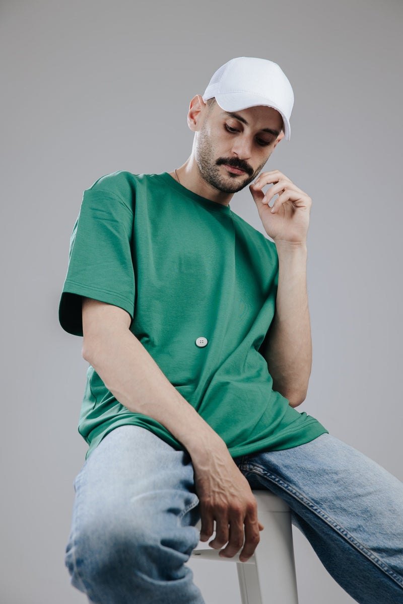 Snugface The Button Oversized Men's T-Shirts - Image 3