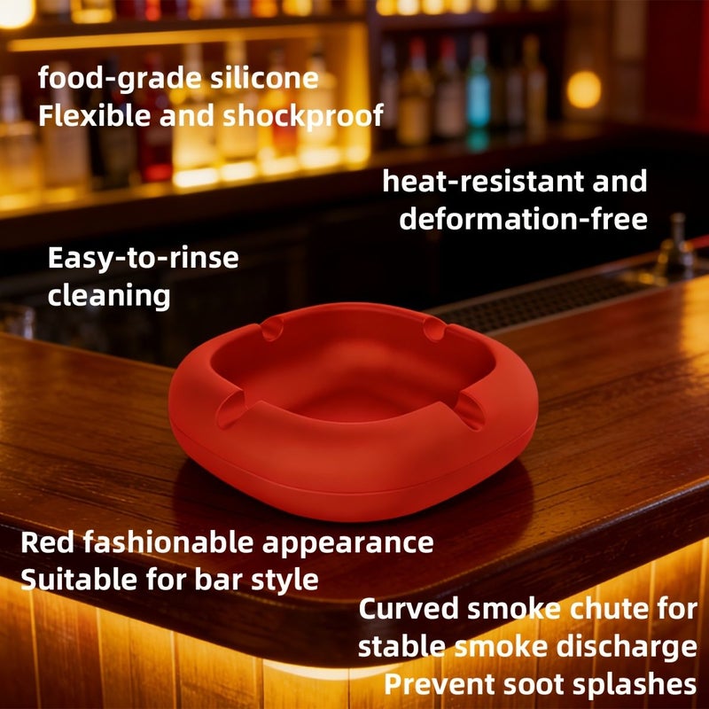 Blue Silicone Ashtray Portable Mini Square For Home Office Bar Car - Image 2