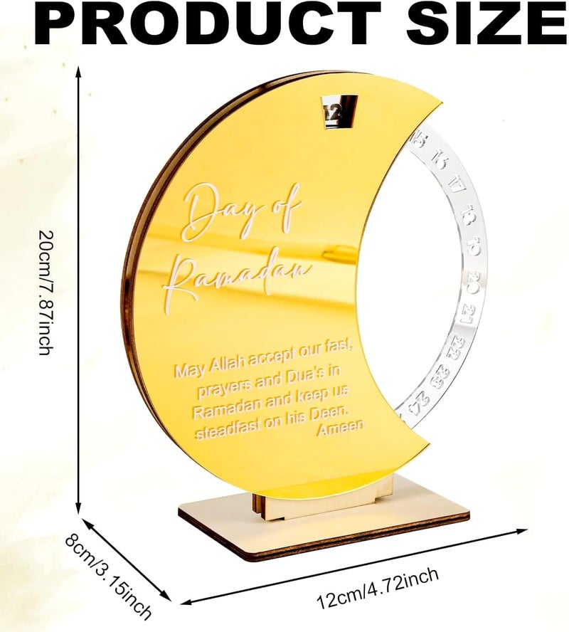Bukela Ramadan Countdown Calendar - Acrylic & Wood Moon Shaped Advent Decor - Image 2