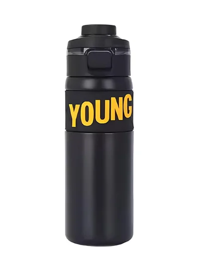 Mobcos 304 Stainless Steel Double Wall Vacuum Insulated Cup with Bounce Lid Straw 650ml Hiking Sports Water Bottle (Black)